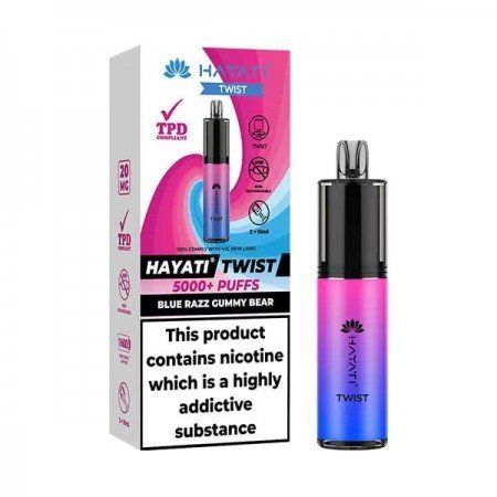 Blue Razz Gummy Bear Hayati Twist 5000 Disposable Vape Pod Kit - 20mg 