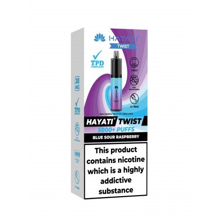 Blue Sour Raspberry Hayati Twist 5000 Disposable Vape Pod Kit - 20mg 