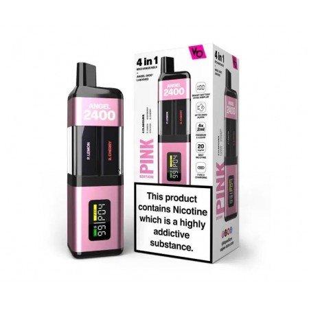 Pink Edition Angel 2400 4-in-1 Rechargeable Disposable Vape kit by Vapes Bars 20mg